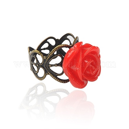 Модные цветка смолаы кольца RJEW-PJR014-3-1