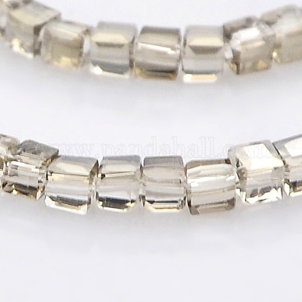 Half Plated Clear Glass Faceted Cube Beads Strands GLAA-A031-2mm-HP03-1