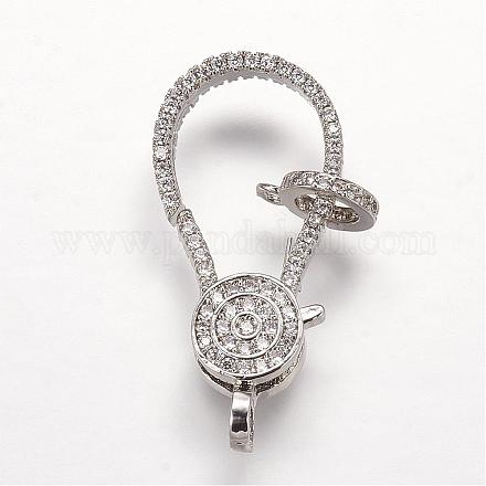 Brass Micro Pave Cubic Zirconia Lobster Claw Clasps ZIRC-G095-54P-1