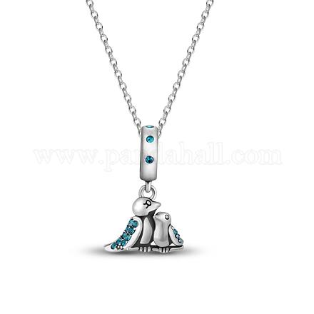 TINYSAND Shining Birds Platinum Plated Sterling Silver Pendant Necklaces TS-CN-011-1