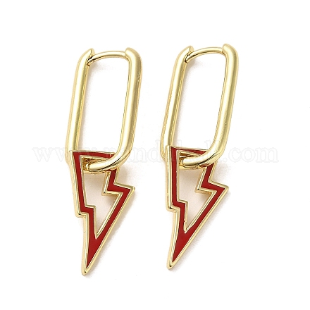 Lightning Bolt Real 18K Gold Plated Brass Dangle Hoop Earrings EJEW-L268-018G-03-1