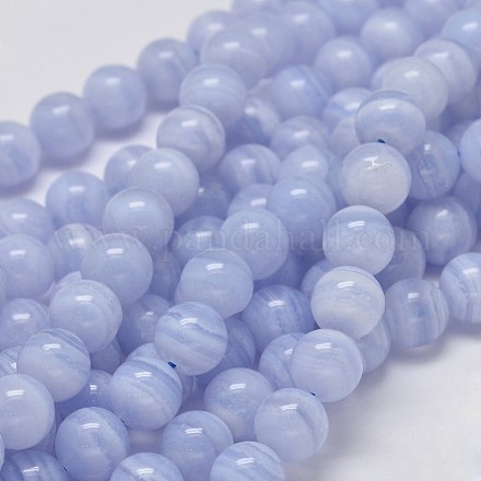 Round Grade A Natural Blue Lace Agate Bead Strands G-M304-01-8.5mm-1