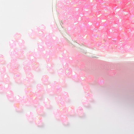 Perles acryliques transparentes écologiques plaquées couleur bicône ab X-TACR-A003-4mm-10-1