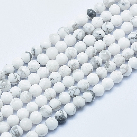 Natürliche Howlith Perlen Stränge X-G-P353-01-4mm-1