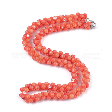 Colliers de perles de corail de bambou de mer (imitation corail) NJEW-S414-46A-1