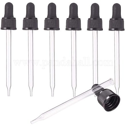 PandaHall Elite 12pcs Glass Eye Droppers for Essential Oil 100ml Pressure Rotating Cover Oil Droppers Pipettes Roller Tops for Essential Oil Bottles PH-TOOL-G011-14D-1