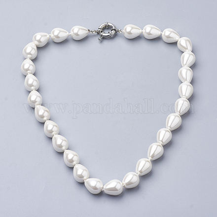 Synthetic Shell Pearl Beaded Necklaces NJEW-Q310-19A-1