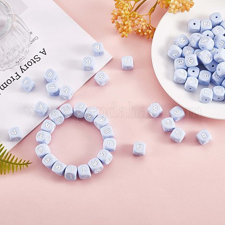108 Pcs White Cube Silicone Beads Letter Number Square Dice Alphabet Beads with 2mm Hole Spacer Loose Letter Beads for Bracelet Necklace Jewelry Making JX438C-1