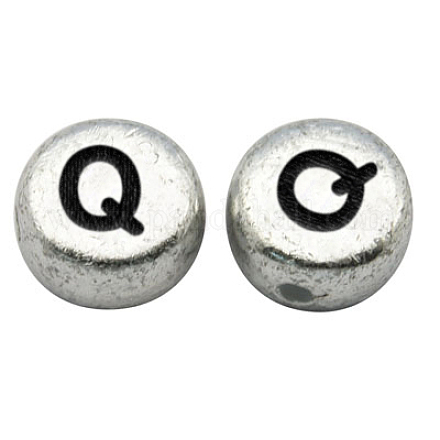 Silver Color Plated Acrylic Horizontal Hole Letter Beads MACR-PB43C9070-Q-1