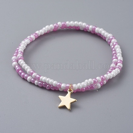 Bracelets extensibles pour enfants en perles de verre BJEW-JB04825-03-1
