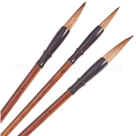 PandaHall Elite 3pcs Sienna Chinese Traditional Calligraphy Brushes Pen Kanji Brush Set Sumi Painting Drawing Brushes for Writing Practicing AJEW-PH0016-45-1