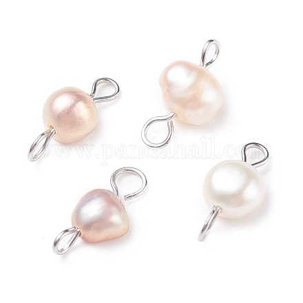 Ciondoli connettore perla d'acqua dolce naturale PALLOY-JF01404-01-1
