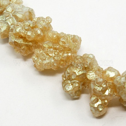 Electroplate Natural Raw Rough Gemstone Citrine Beads Strands G-L111-16B-1
