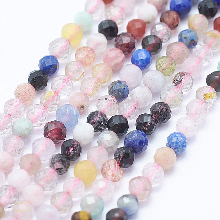 Chapelets de perles en pierres naturelles mélangées X-G-J369-04A-3mm-1