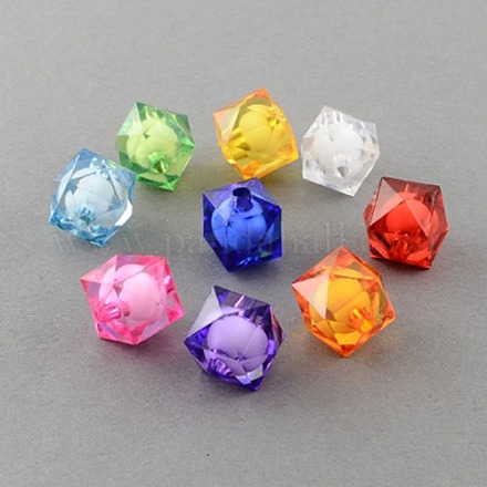 Mixed Color Transparent Acrylic Faceted Cube Beads X-TACR-S112-20mm-M-1