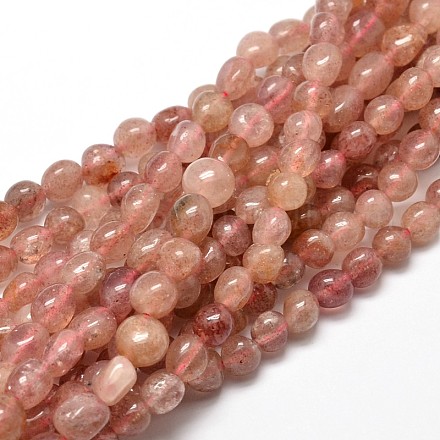 Natural Strawberry Quartz Nuggets Beads Strands G-J335-17-1