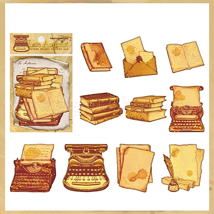 20 pz 10 stili adesivi decorativi autoadesivi in carta per stampa in oro autunnale PW-WG20929-06-1