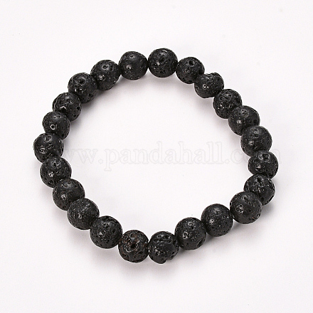Natürliche Lava Rock Perlen Stretch Armbänder BJEW-Q692-60-10mm-1