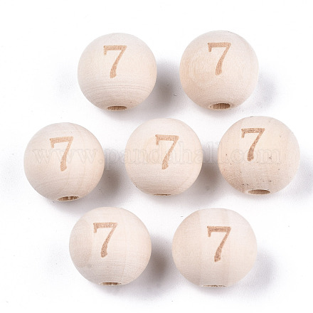 Perles européennes en bois naturel non fini WOOD-S045-141A-7-1