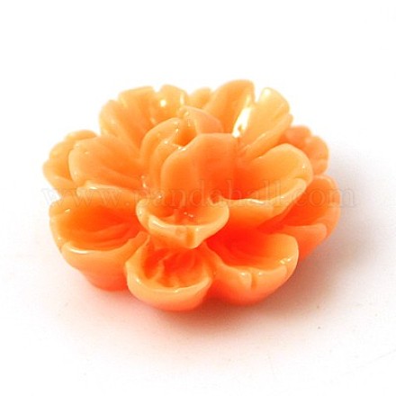Dark Orange Resin Carnation Flower Cabochons for Mother's Day Jewelry X-CRES-J008-03-1