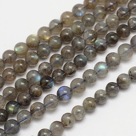 Chapelets de perles rondes en labradorite naturelle G-M262-5mm-09-1
