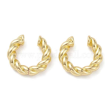 Twist Ring Rack Plating Brass Cuff Earrings for Women Men EJEW-K245-10G-1