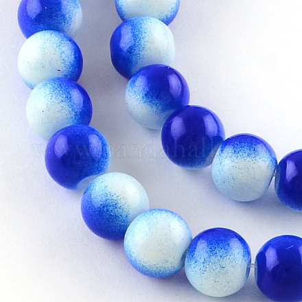 Chapelets de perles en verre peint au four bicolores DGLA-R050-8mm-31-1