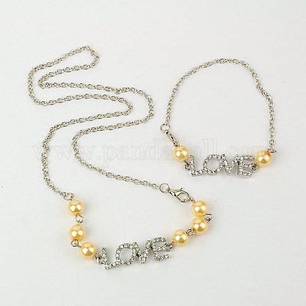 Amor conjuntos de joyas para el día de san valentín: collares y pulseras SJEW-JS00485-05-1