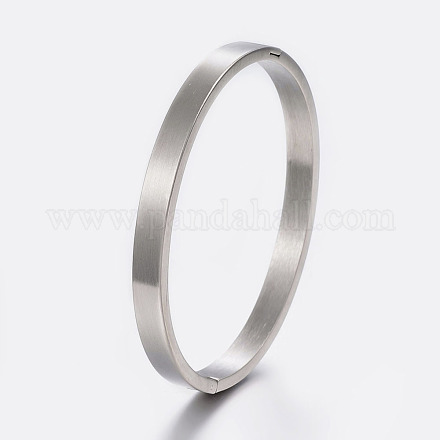 304 Stainless Steel Frosted Bangles BJEW-F305-18P-1