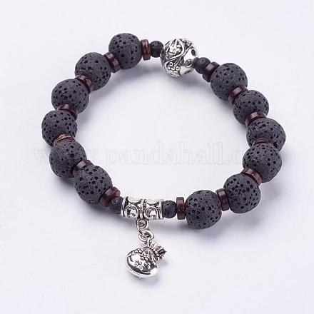 Natural Lava Rock Beads Stretch Bracelets BJEW-G567-26-1
