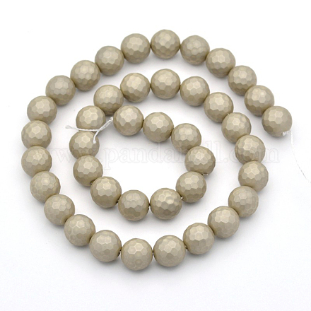 Frosted Round Shell Pearl Bead Strands BSHE-M013-10mm-02-1