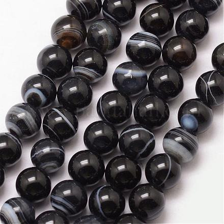 Agata a strisce naturali / fili di perle di agata fasciate G-K166-13-12mm-05-1