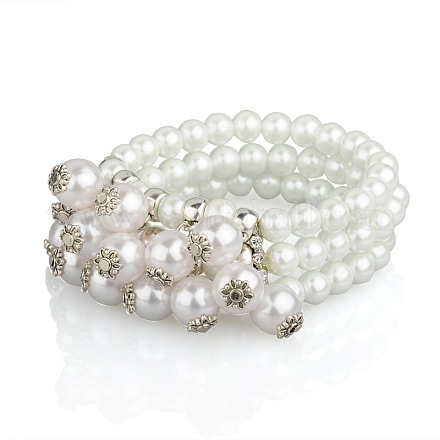 Bracelets de perles de verre multi-brins BJEW-PJB780-1