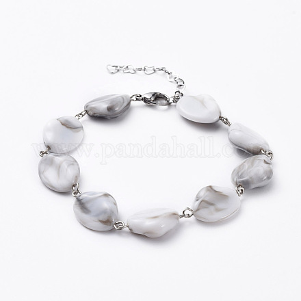 Акриловые браслеты с бусинами в стиле имитации драгоценных камней BJEW-JB04684-1