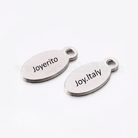 Oval with Word 304 Stainless Steel Tag Charms STAS-E078-32B-1