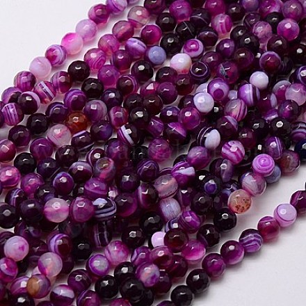 Natural Striped Agate/Banded Agate Beads Strands G-G581-6mm-13-1