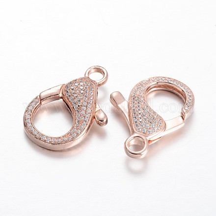 Brass Micro Pave Cubic Zirconia Lobster Claw Clasps KK-E671-04A-RG-1
