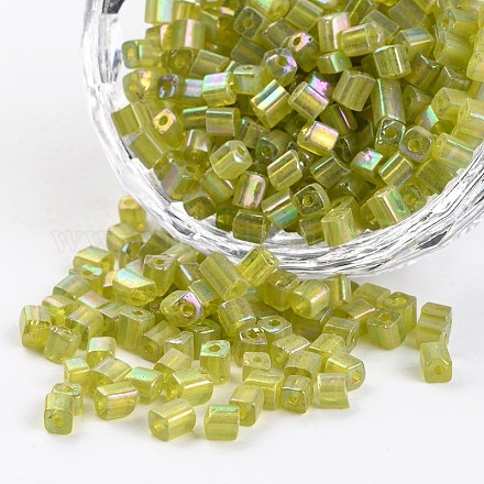 6/0 cubo de abalorios de la semilla colores del arco iris transparente de vidrio agujero redondo SEED-I002-F164-1