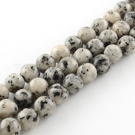 Gefärbte natürliche Sesam Jaspis runde Perlen Stränge G-R342-8mm-15-1