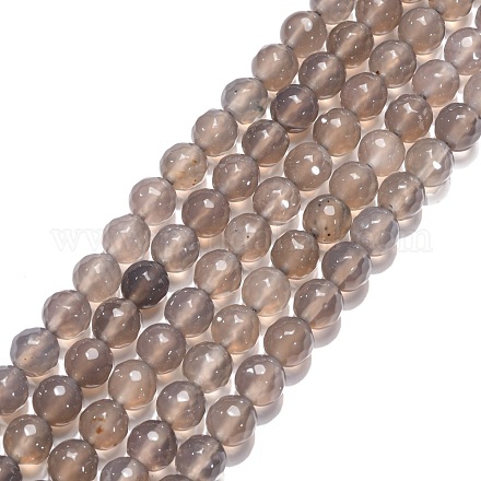 Chapelets de perles en agate grise naturelle G-G067-8mm-1-1