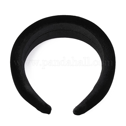 植毛布スポンジ厚いヘアバンド  DIYの女性のヘアアクセサリー用  ブラック  14~42mm  内径：145x125mm OHAR-O018-04B-1