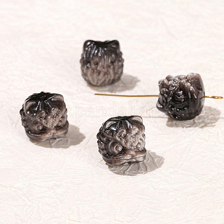 Natürliche geschnitzte Obsidian-Silberperlen PW-WG64738-04-1