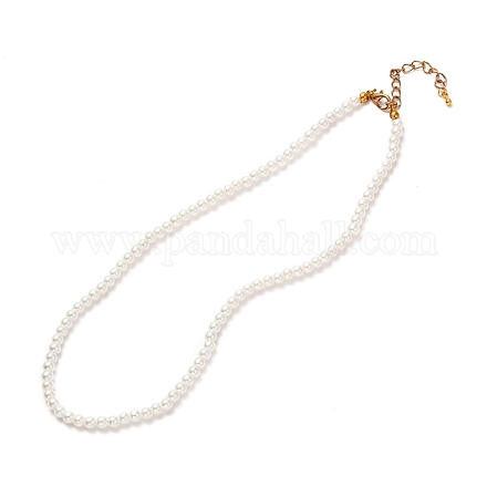 Collana di perle di perle di vetro rotonde dipinte vintage per madre ragazza donna NJEW-JN03665-01-1