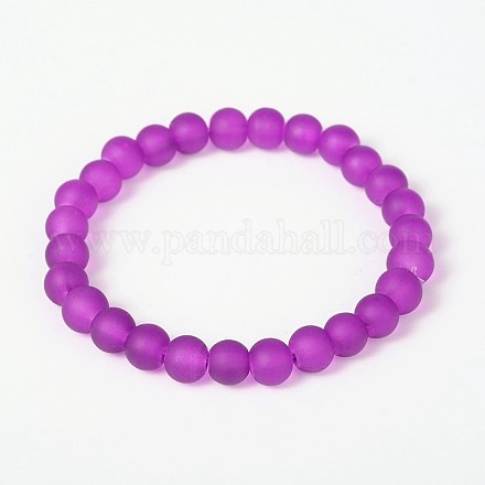 Bracelets pour enfants en perles de verre givré extensibles pour la journée des enfants BJEW-JB01768-02-1
