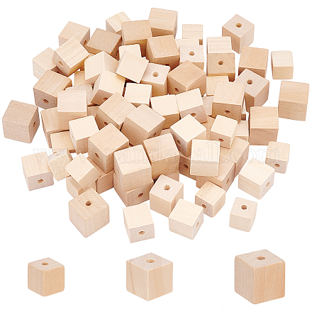 PandaHall 90 pcs Wooden Cube Beads WOOD-PH0009-45-1