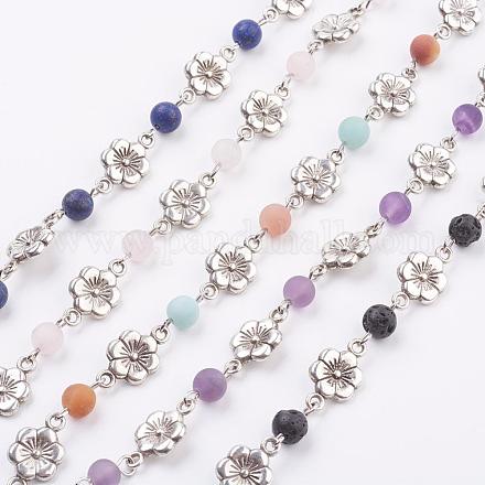 Frosted Natural Gemstone Handmade Beaded Chains AJEW-JB00348-1
