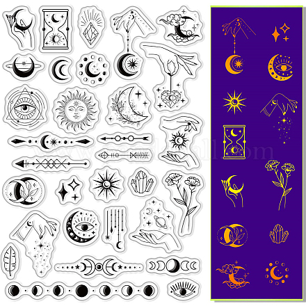 CRASPIRE Moon Phase Clear Stamps for Card Making Scrapbooking Crafting DIY Decorations DIY-WH0167-57-0228-1