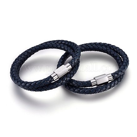 Two Loops Leather Cord Bracelets BJEW-F349-18P-1