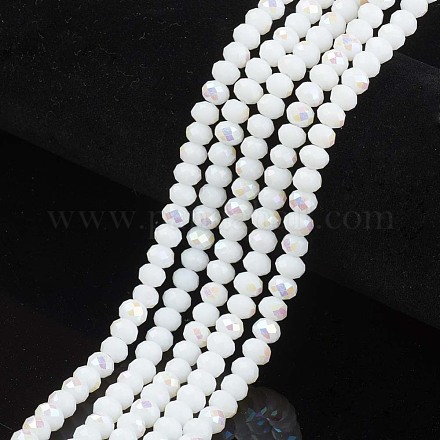 Electroplate Opaque Solid Color Glass Beads Strands X-EGLA-A034-P6mm-L17-1