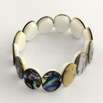 Oval Paua Abalone Shell Stretch Bracelets BJEW-Q002-04-1